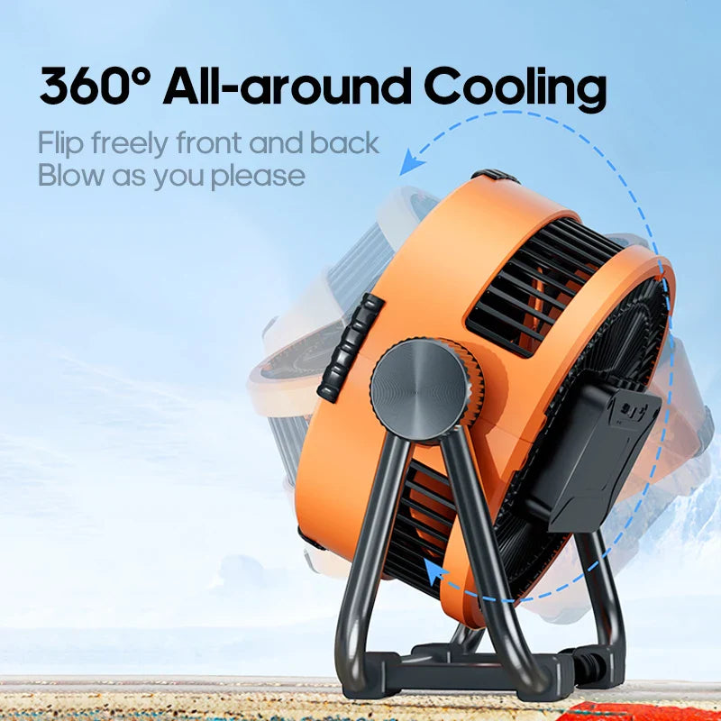CampoCool Outdoor-Ventilator | LED-Licht & Powerbank | 360° Aufhängung | 20000mAh Akku