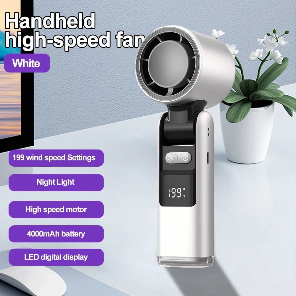 Airivo Ventilator 199 | Tragbar & LED-Display | Mit Kaltluftmodus & 199 Stufen | Für Hals, Tisch & Reise