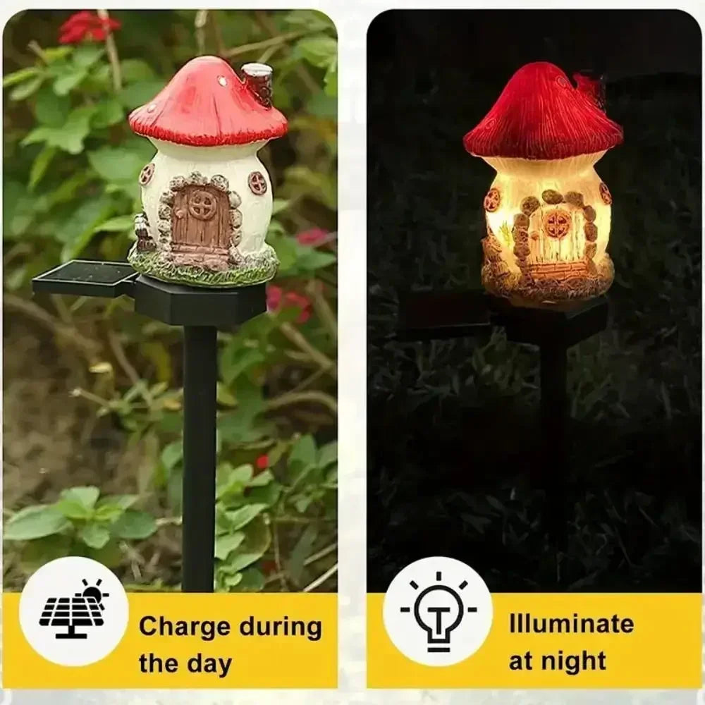 Glowhaus Solarleuchte | Märchenhaus-Gartenlampe | Warmweiß & Wetterfest | Mit Solarmodul
