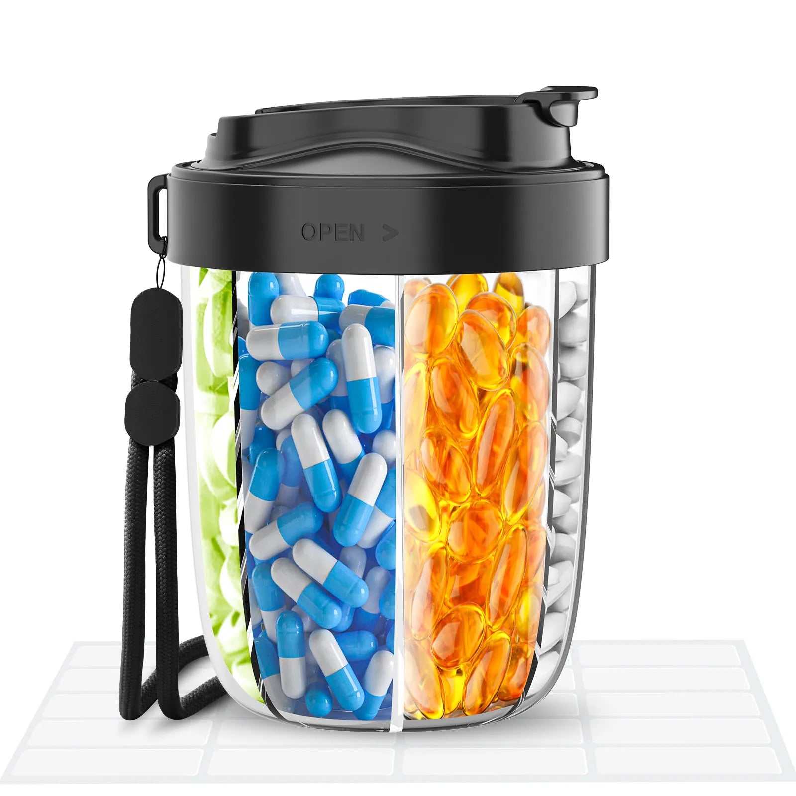 Pilliora Reise-Pillenbox | BPA-frei & Hygienisch | Anti-Mix System | Mit Trageschlaufe