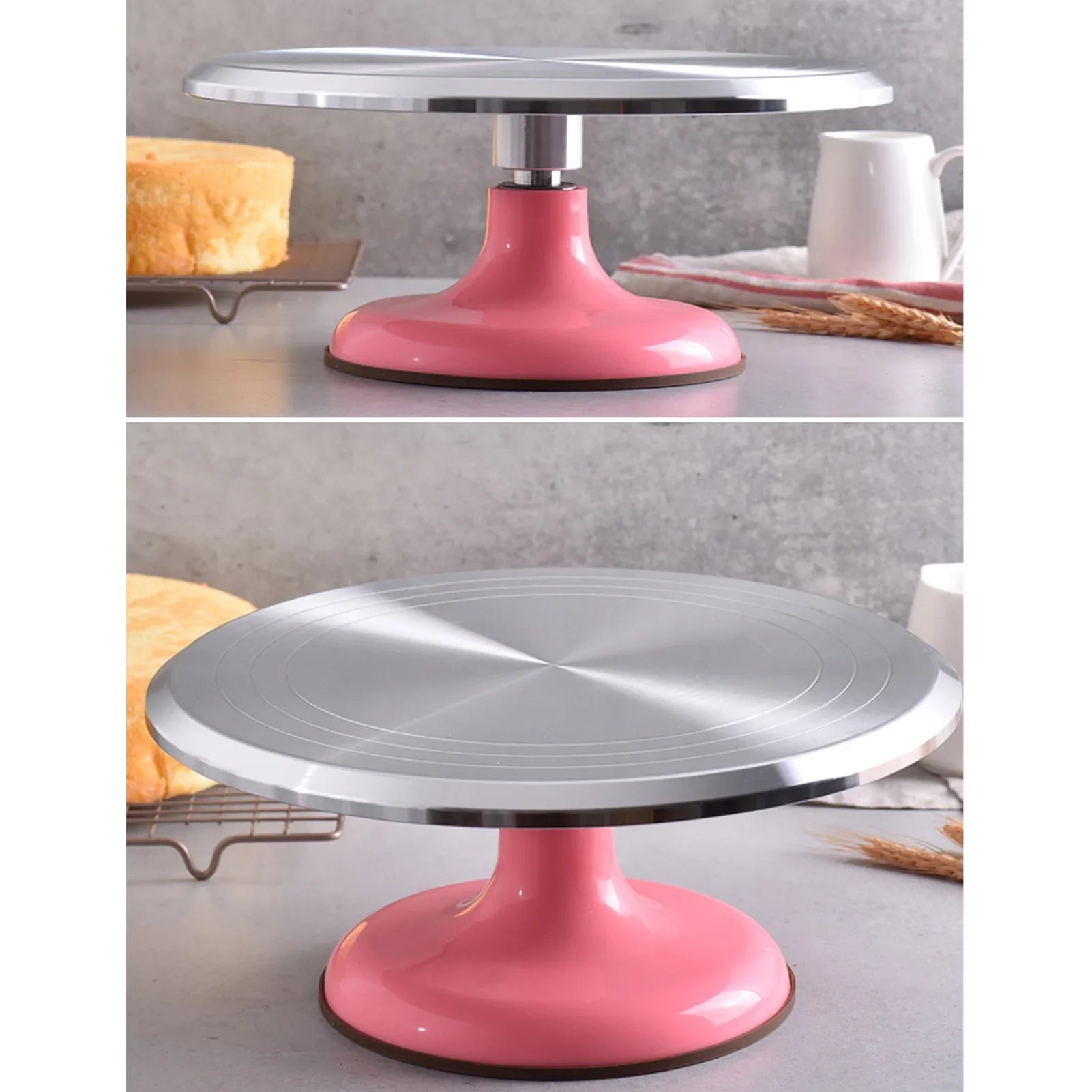 TortaLina | Tortendekorieren | 360° Rotation, Anti-Rutsch, Aluminium | Für Kuchen, Torten & Gebäckpräsentation