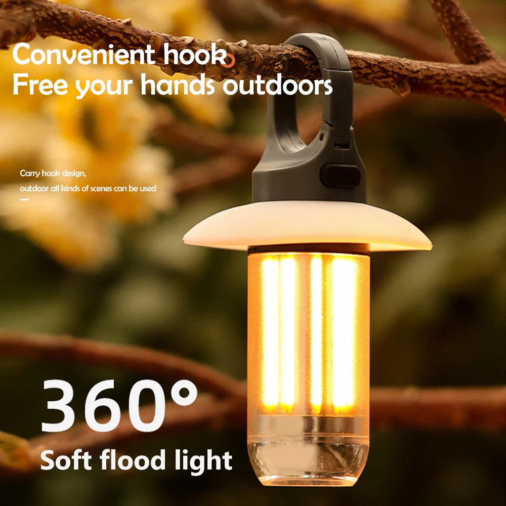 Lumenity Campinglampe | 360° Licht & Powerbank | Solar & USB-C | Kompakt & Wiederaufladbar