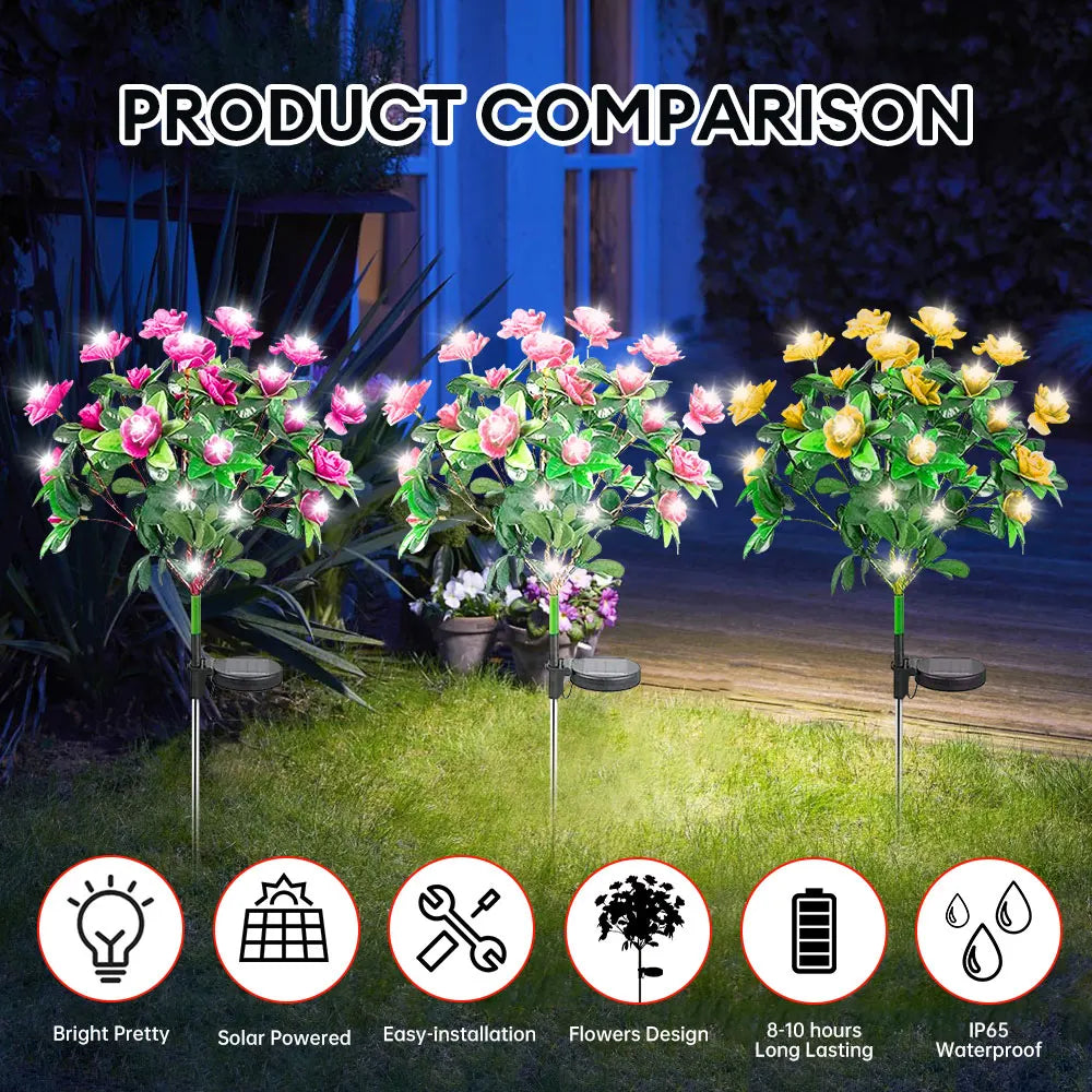 FloraGlow Solar Gartenlampe | Azaleen-Design | LED | Wetterfest & Kabellos | 8h Leuchtzeit