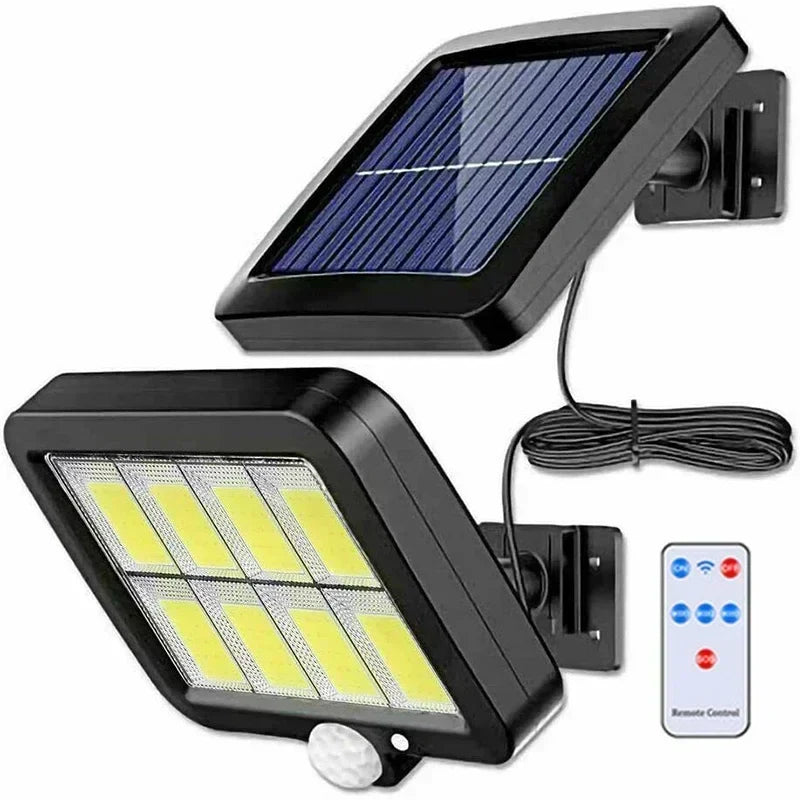 Solivor Solarleuchte mit Bewegungssensor | Kabellos & Wetterfest | 3 Modi | 100 COB-LEDs