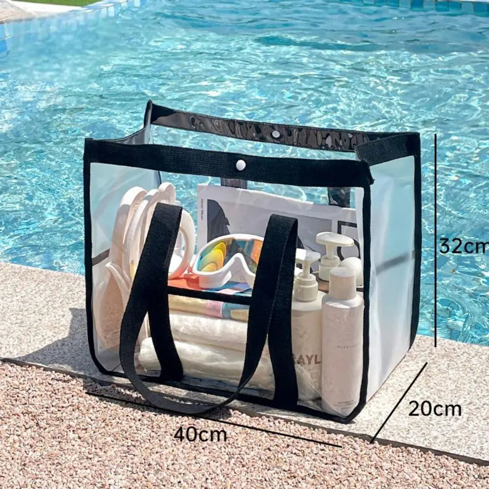 ClearVoyage Transparente Strandtasche | Faltbar & Wasserdicht | Mit Reißverschluss & Schultergurt | Für Schwimmbad, Strand & Camping