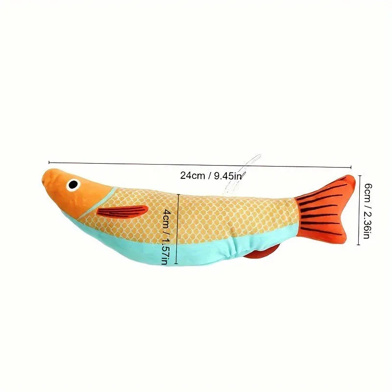 PlayFish | Interaktives Katzenspielzeug | 3D-Fischdesign | Mit Katzenminze | Weiches Plüschmaterial