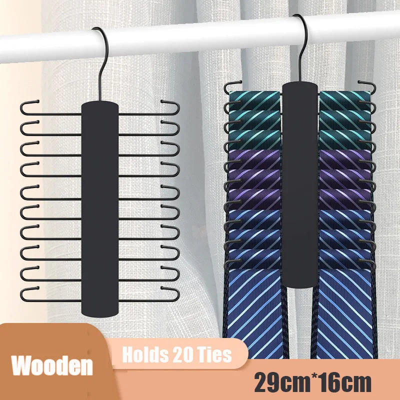 OrganizePro Holzico | Krawatten- & Gürtelhalter | 20 Drehbare Haken | Für Stilbewusste