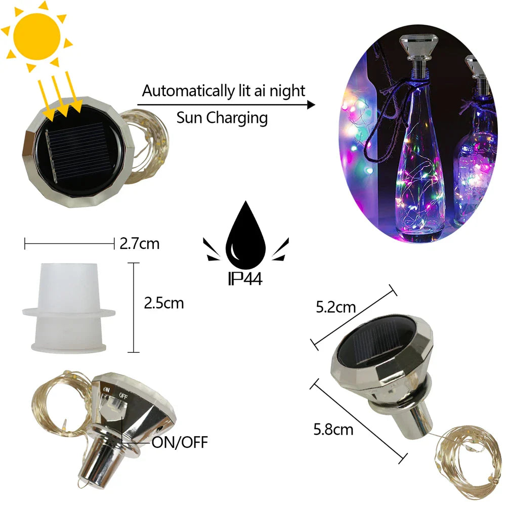 GlowBottle | Solar Flaschenlicht | Kupferdraht Lichterkette | Flexibel für Dekoration & Events