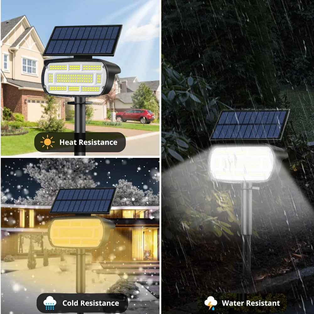 Solantra Solarstrahler | 136 LEDs mit 3 Lichtmodi | IP65 Wetterfest & Solarbetrieben | Für Garten, Einfahrt & Wand