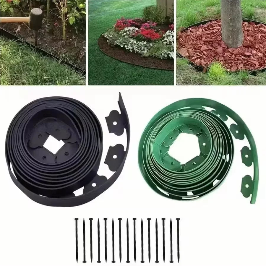 EdgeGuard | Rasenkanten-Set | Flexible Einfassung | Robuster PE-Kunststoff