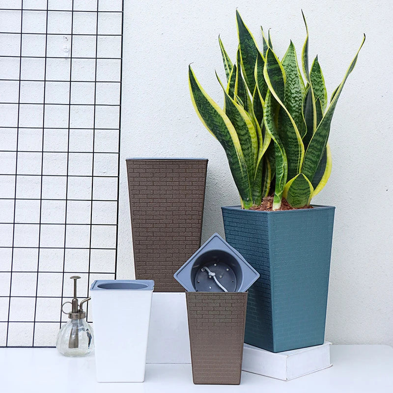 Bricksy Planter | Ziegelstein-Design Pflanzkasten | Selbstbewässernd mit Baumwollseil | Für Pflanzen & Deko | Modern & Langlebig