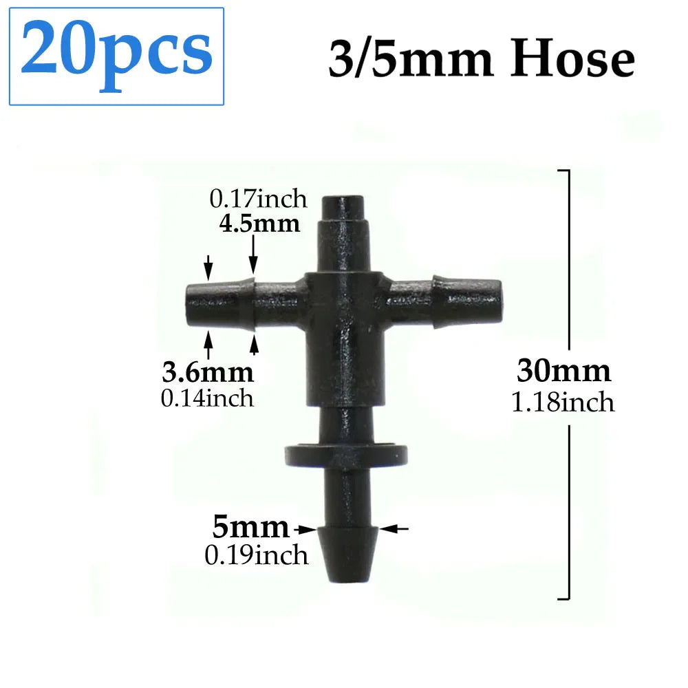 HydroLink SplitConnect | 2-Wege Tropfbewässerungs-Verbinder | Für 3/5 mm Systeme | Druckfest & Vielseitig