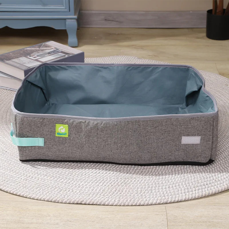 PurrFlex Litter Box | Halbgeschlossen & Faltbar | Wasserdichtes Oxford-Gewebe | Für Komfort & Hygiene
