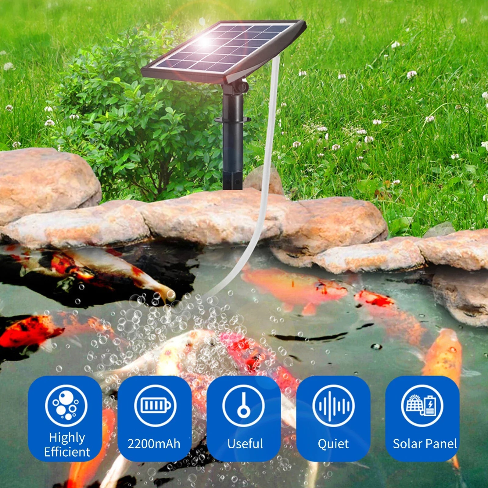 OxyFlow | Solar-Sauerstoffpumpe | Umweltschonend & Flexibel | Für Teiche & Aquarien