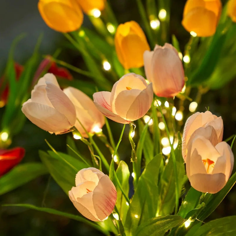 GlowPetal Solartulpe | Dekoleuchte für Garten & Balkon | LED-Licht & Wetterfest | Tulpenform mit Solarpanel