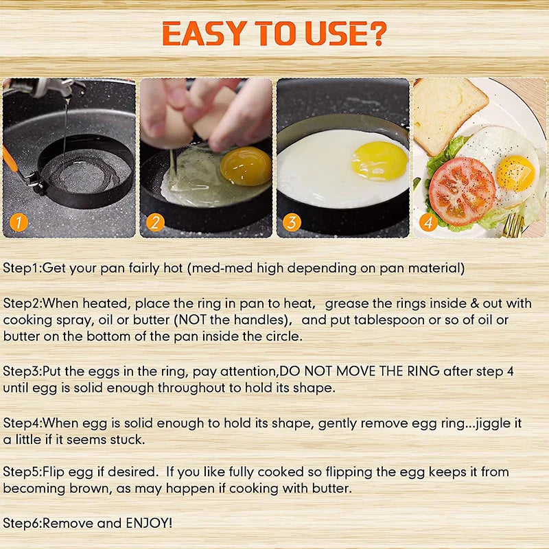 Formelio | Ei- & Pancakeform | Silikon, Edelstahlgriff, Antihaft | Frühstück & Grill