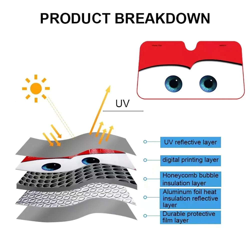 ThermoGuard Auto-Sonnenblende | Hitzeschutz mit Stil | Faltbar & Leicht | Grey Face Design