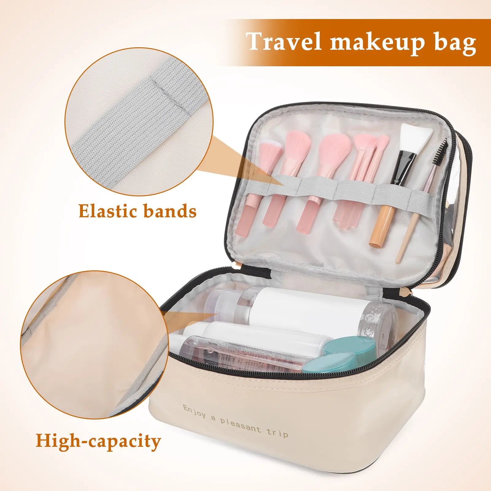 Traveluxe CosmoCase Kosmetiktasche mit Doppelkammer | Wasserabweisend & Transparent | Für Reisen & Beauty-Essentials