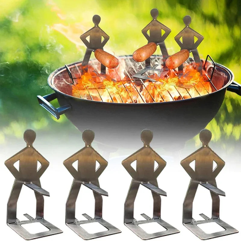 GrillBuddy FunSkewer | Witziger Wursthalter im Design eines Menschen | Edelstahl | Ideal für BBQs und Camping