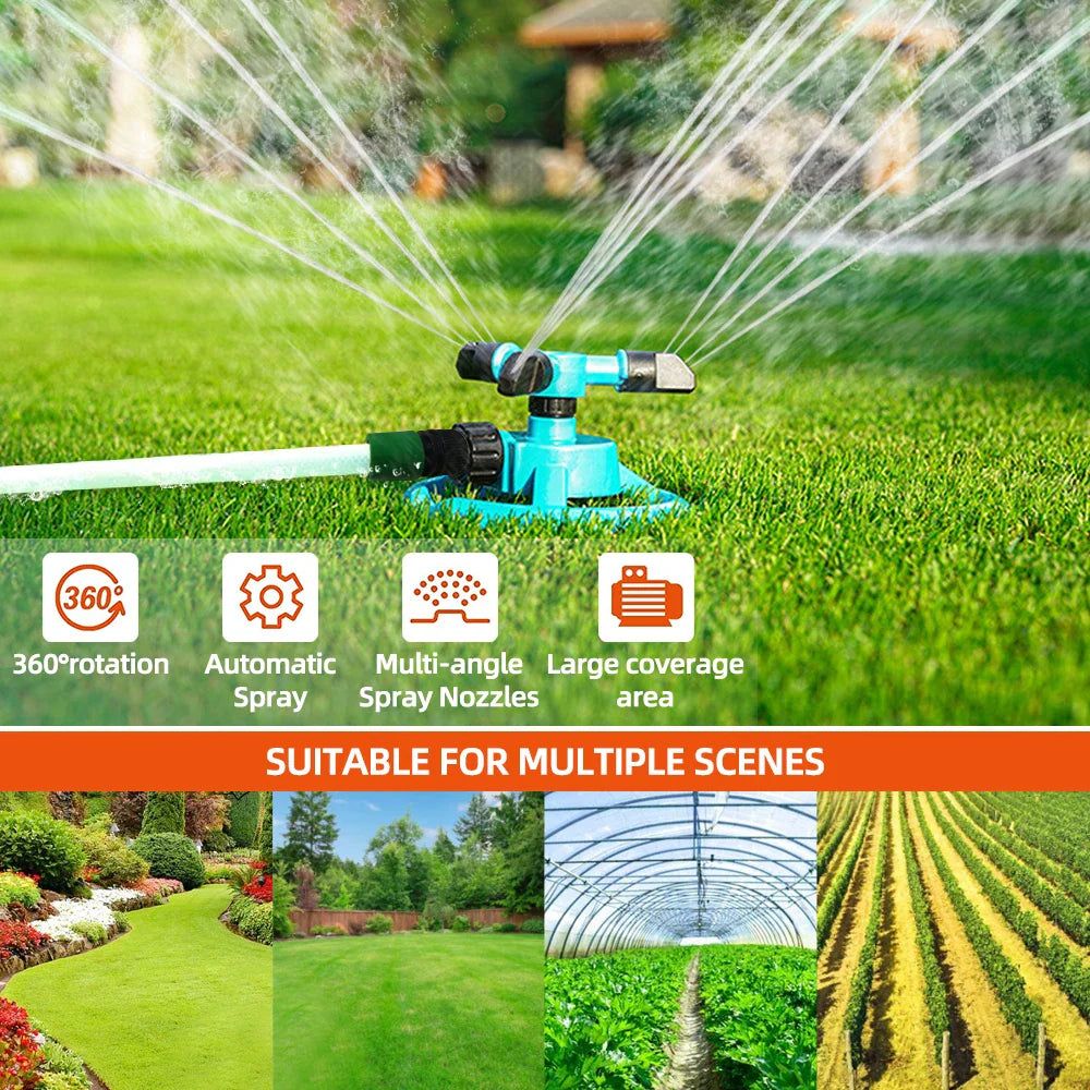 RainTiva Rasensprenger | 360° Rotation | Wassersparend & Robust | Für Garten & Rasenpflege