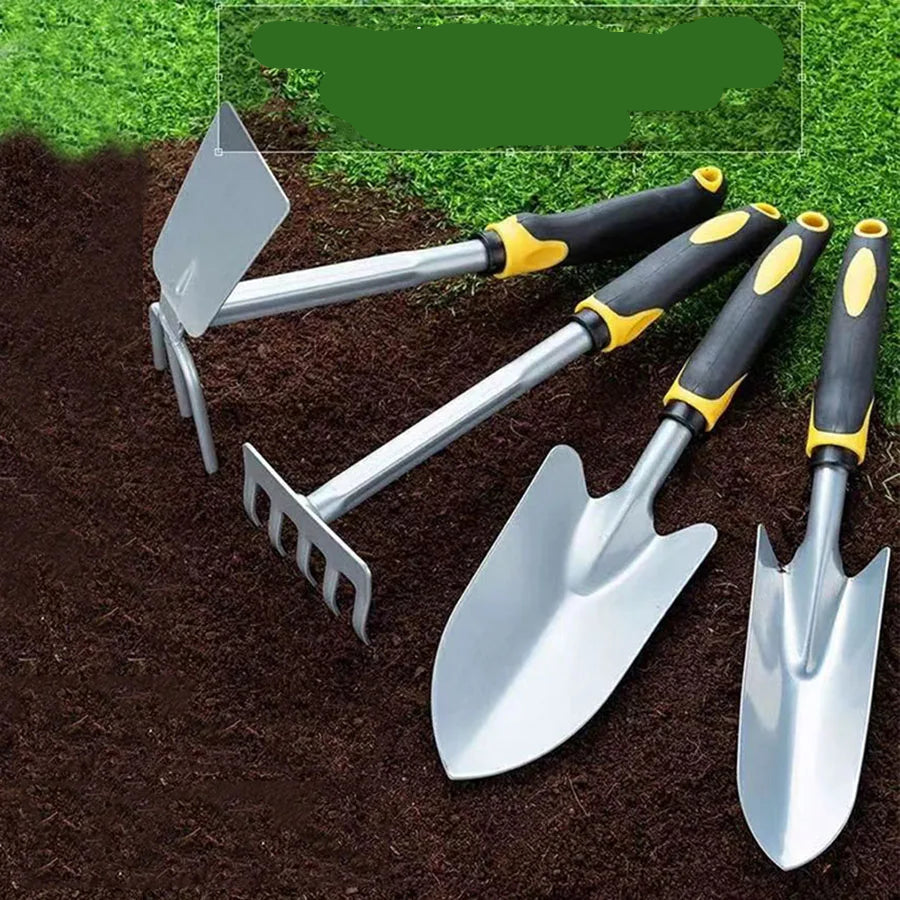 Florivio Gartenwerkzeug-Set | 4-teilig aus Edelstahl | Kompakt & Rostfrei | Für Beet & Balkon