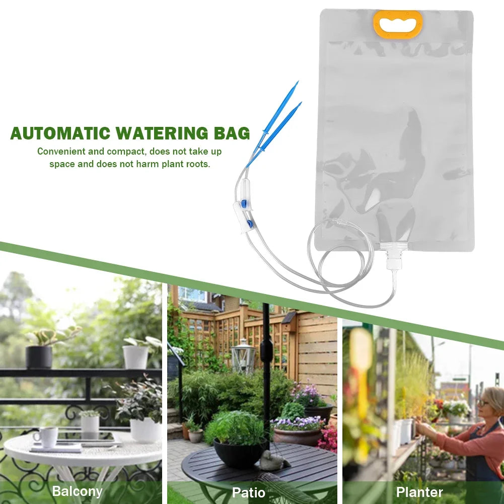 HydroLeaf Tropfbeutel | 3,5L Wassertank | Dual-Auslass & Durchflussregler | Für Balkon & Zimmerpflanzen