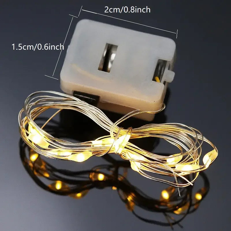 LumiWeave LED Lichterketten | Flexibler Silberdraht | Warmweiß | Batteriebetrieben | 10er-Set