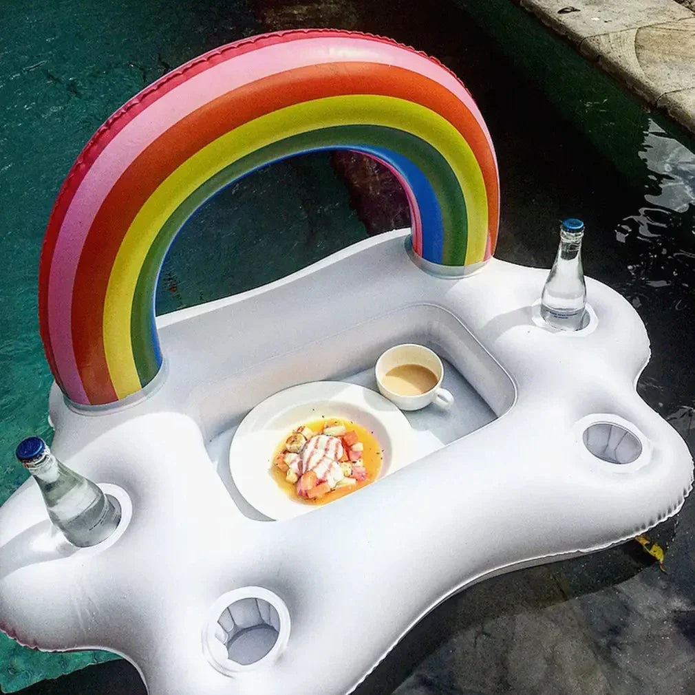 AquaCloud | Regenbogen-Schwimmtisch | Multifunktional | Umweltfreundliches PVC