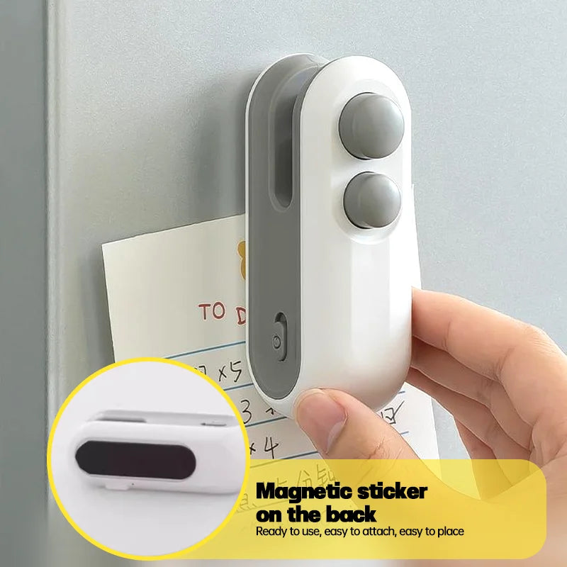 Packiva | Mini-Folienschweißer | 2-in-1 Cutter & USB-Akku | Für Chips, Snacks & Haushalt