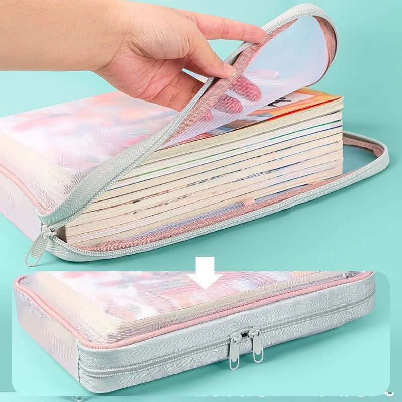 Docura | A4 Dokumententasche mit Reißverschluss | Transparent & Doppellagig | Nylon-Netz Organizer