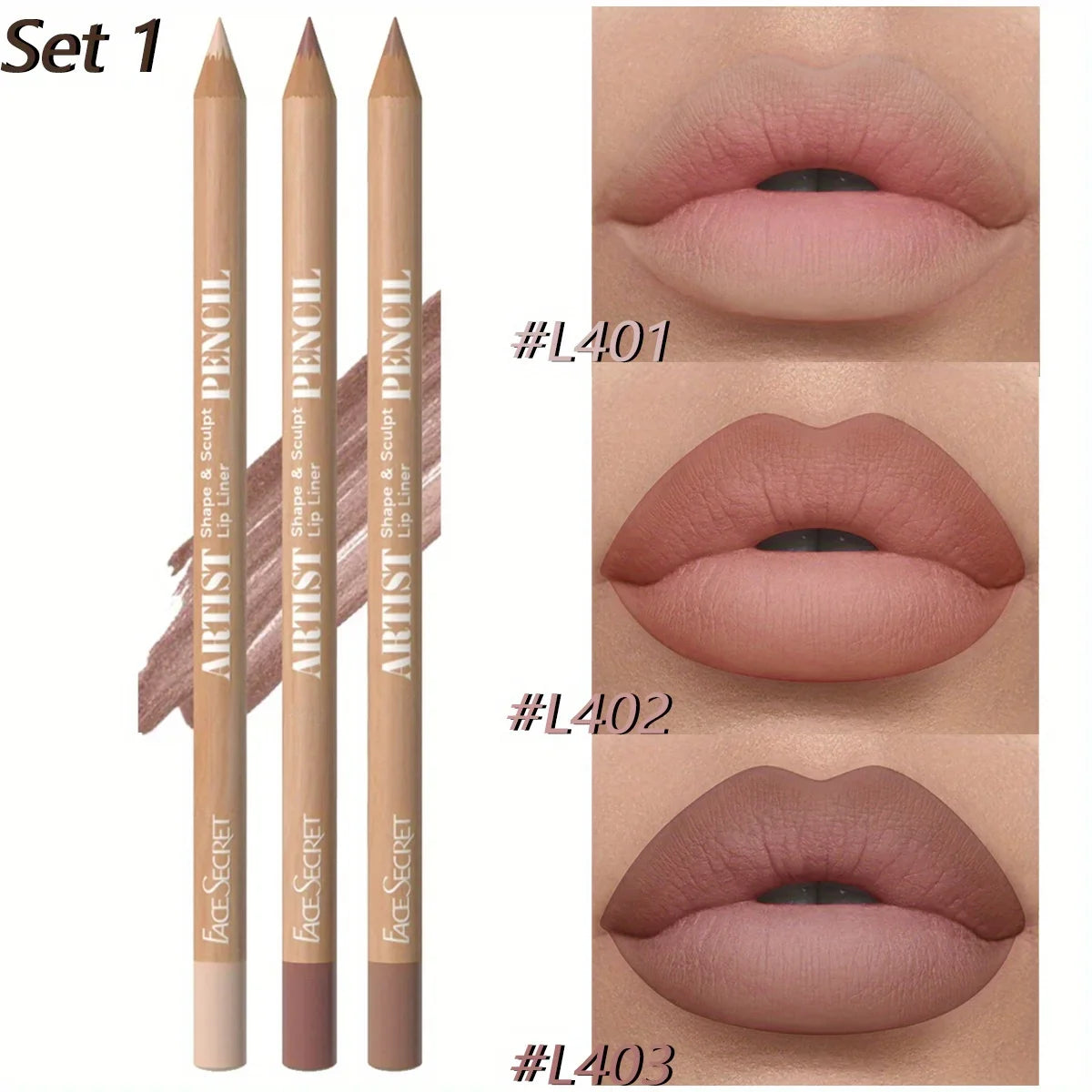 LuxeLips | 3er Set Lippenkonturenstift & Lippenstift | Matt & Wasserfest | Samtiges Finish für Perfekte Lippen