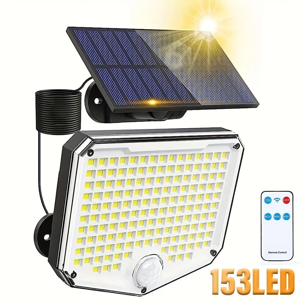 SunBright 153 | Solarbetriebene Außenleuchte | Bewegungssensor & Wetterfest | 153 LEDs