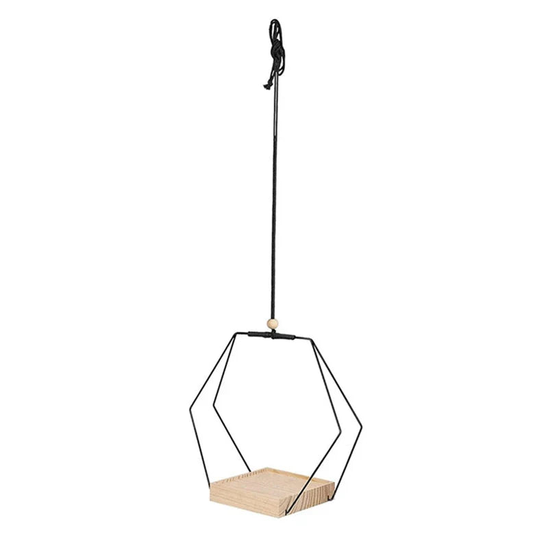 Nordivy PlantSwing | Hängender Pflanzenhalter aus Holz | Natürliches Boho-Design | Für Innen & Balkon | 25 cm Rund