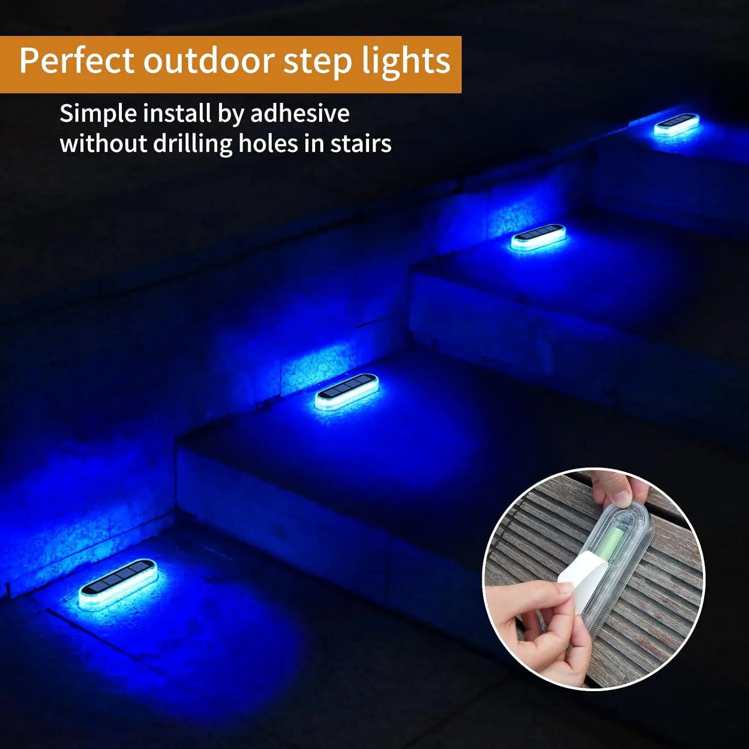 Stellora Solarlicht | 360° LED Stufenbeleuchtung | IP68 | Warm-/Kaltweiß/Blau | 10h Laufzeit