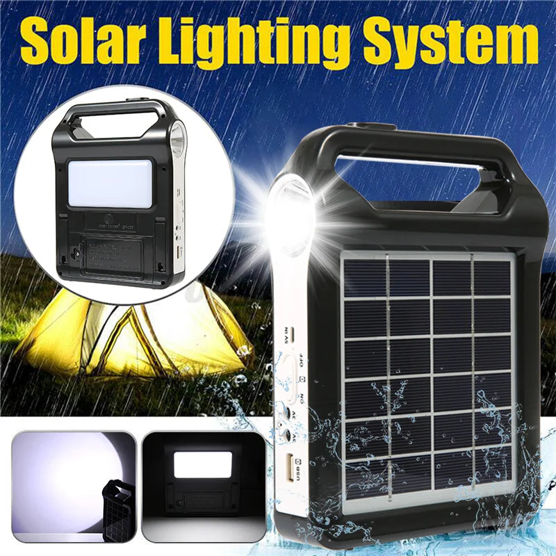 SolixCamp Set | Tragbares Solarstrom-Kit Mit LED & USB | 2400 mAh Akku | Für Camping & Outdoor