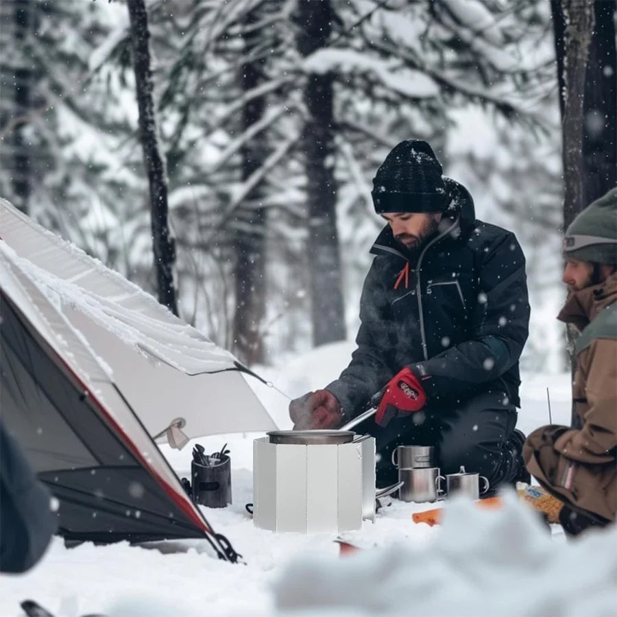CampWind Flexibler Windschutz | Kompakt & Tragbar | Für Gaskocher & Outdoor-Kochen