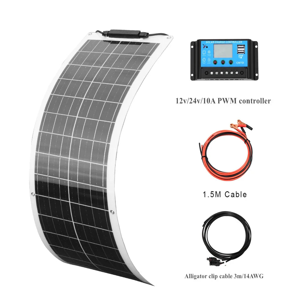 SunStrider Flex 50W | Biegsames Solarpanel | Ultraleicht & Wetterfest | Für Camping, Boot & Outdoor