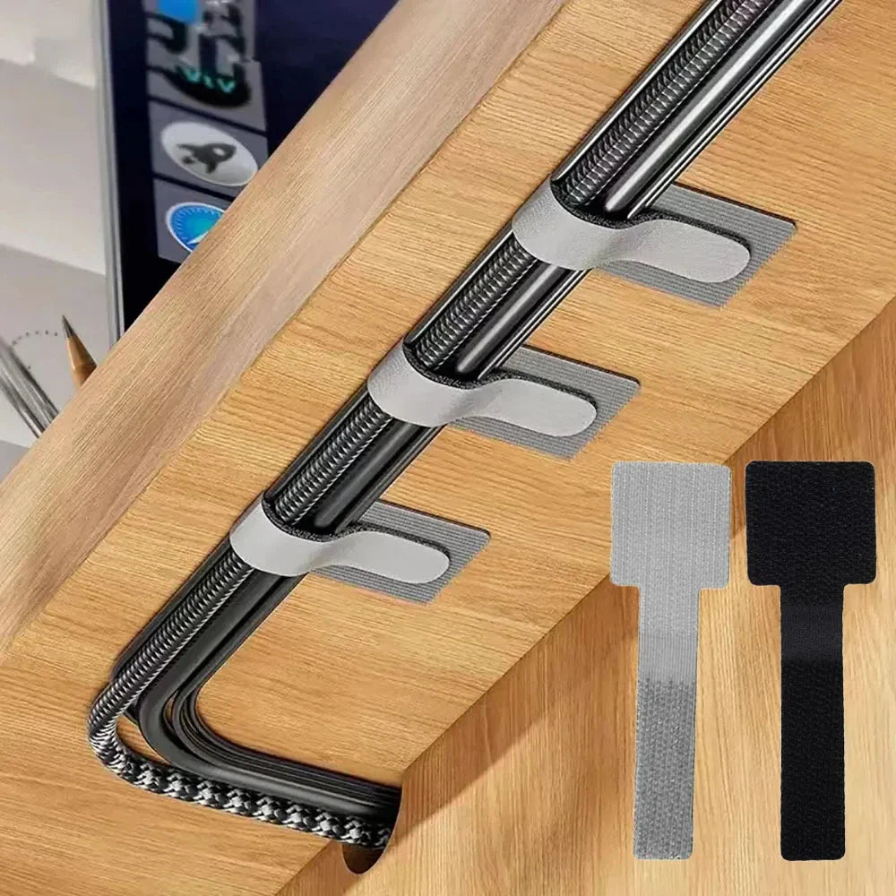 CableFix | Klett Kabelbinder Set | Selbstklebend & Wiederverwendbar | Für Büro Haushalt