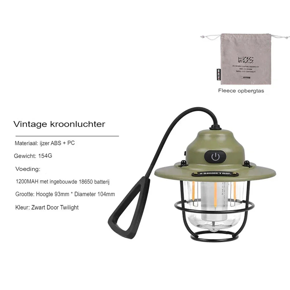 SolariaGlow | Wiederaufladbare LED-Retro-Laterne | Dimmbar & vielseitig | Camping, Garten & Balkon
