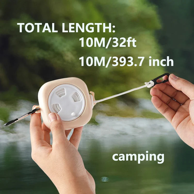 TrekLine | Reise-Wäscheleine | 10 m Seil | Tragbar & wetterfest | Für Camping, Balkon & Urlaub