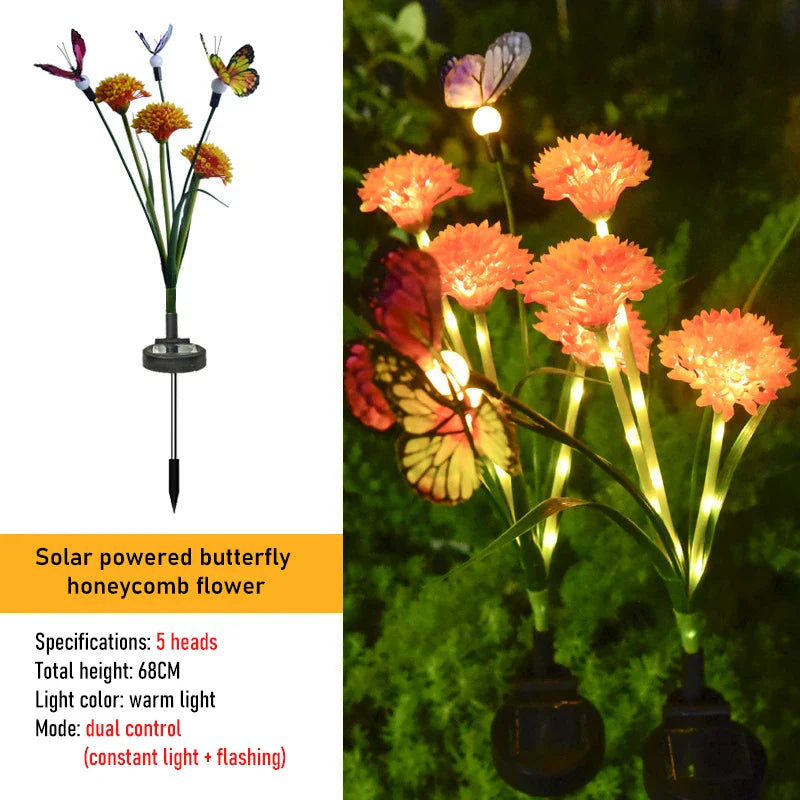 LumiFlora | Solar-Gartenleuchten im 6-Kopf-Design | Automatischer Dämmerungssensor & wetterfest | Stimmungsvolle Beleuchtung für Garten & Terrasse