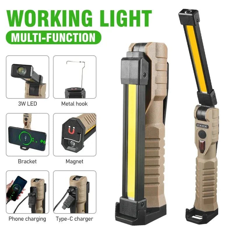 LumenGuard FlexBeam | 7 Lichtmodi | Wiederaufladbar & Magnetisch | 4000mAh Akku