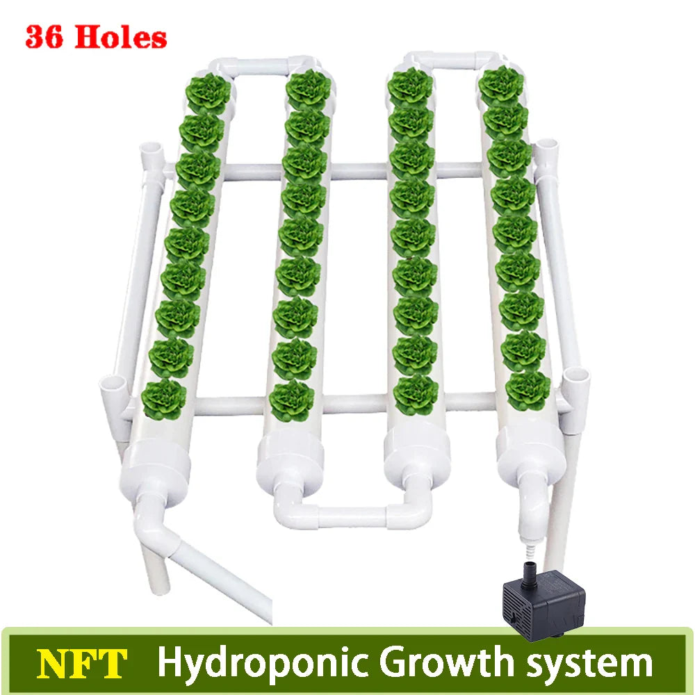 EcoHarvest 36 | Indoor Hydroponik-System | Mit Pumpe & Timer | Für Kräuter & Gemüse | 36 Pflanzplätze Weiß