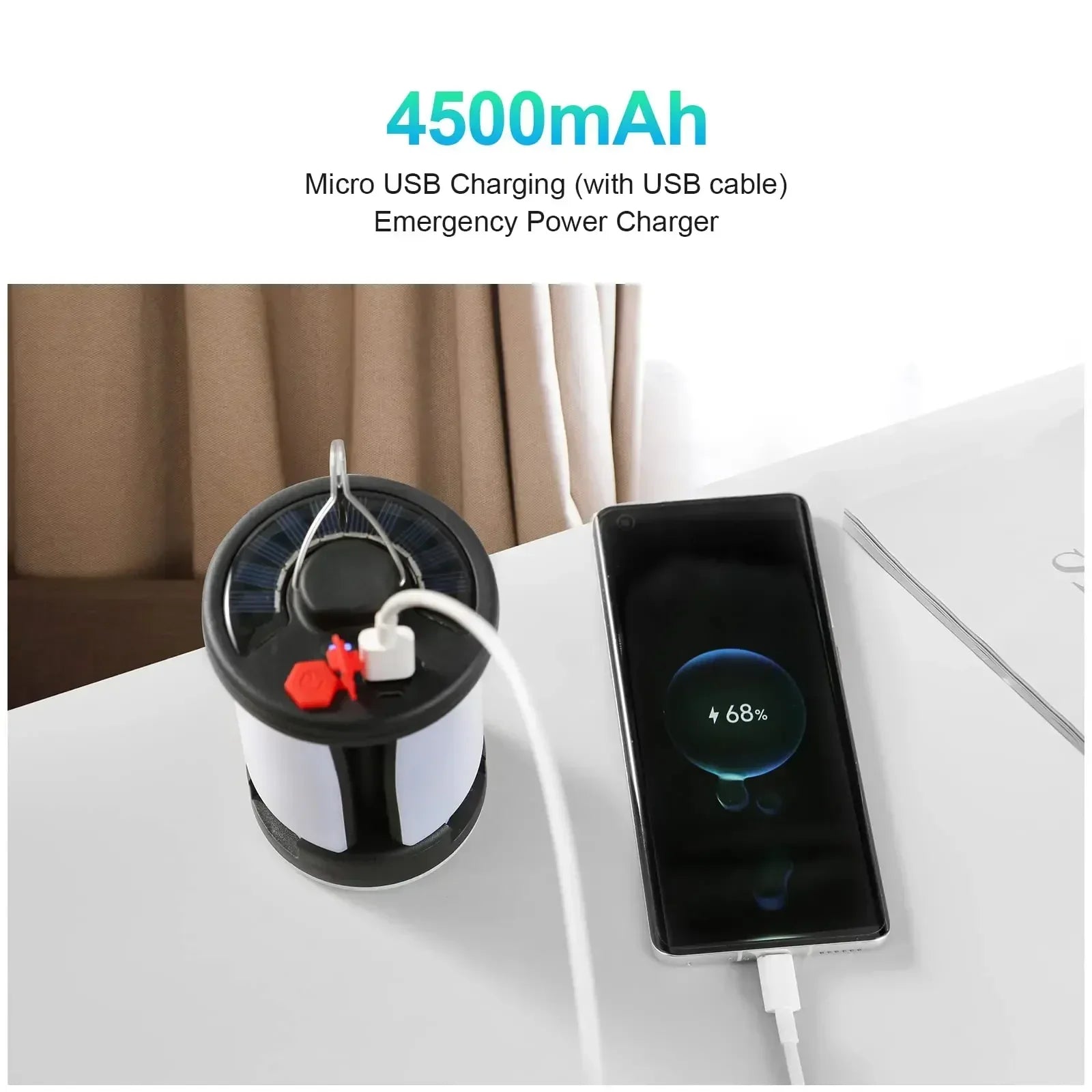 SOLARIGHT Solar Campinglampe | 6 Leuchtmodi | Powerbank Funktion | USB & Solar-Ladung