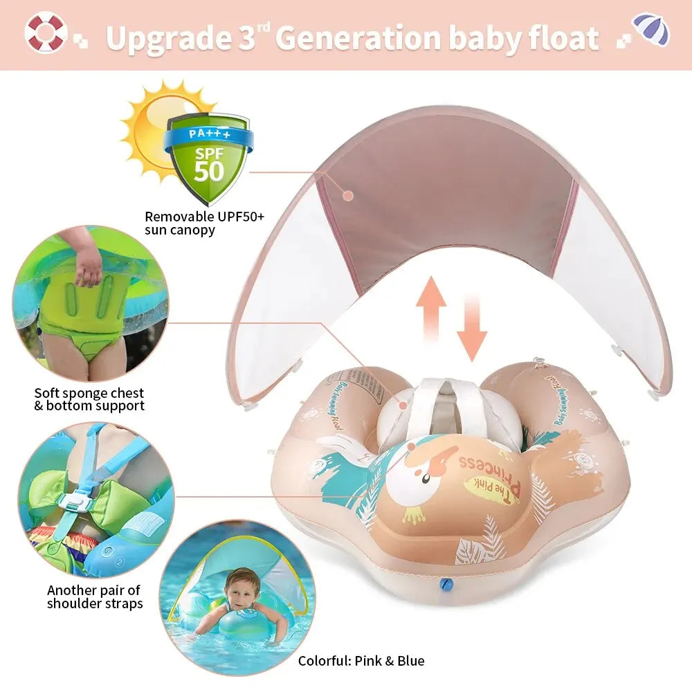 Solaboo Baby Schwimmring | Mit UV-Dach & Stütze | Aufblasbar & Sicher | Ab 6 Monaten