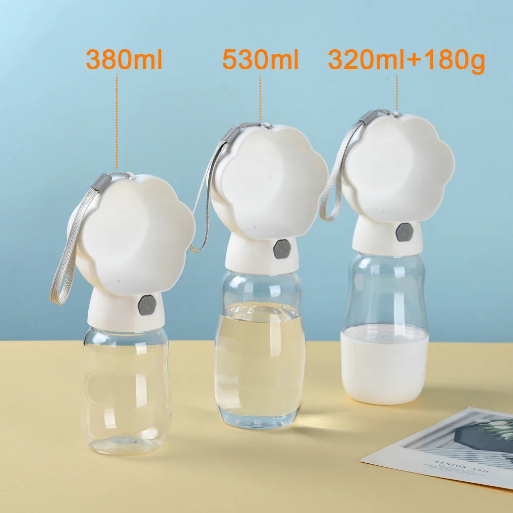 PetEase | 2-in-1 Flasche | Auslaufsicher, Hygienisch, Tragbar | Für Hunde & Katzen unterwegs