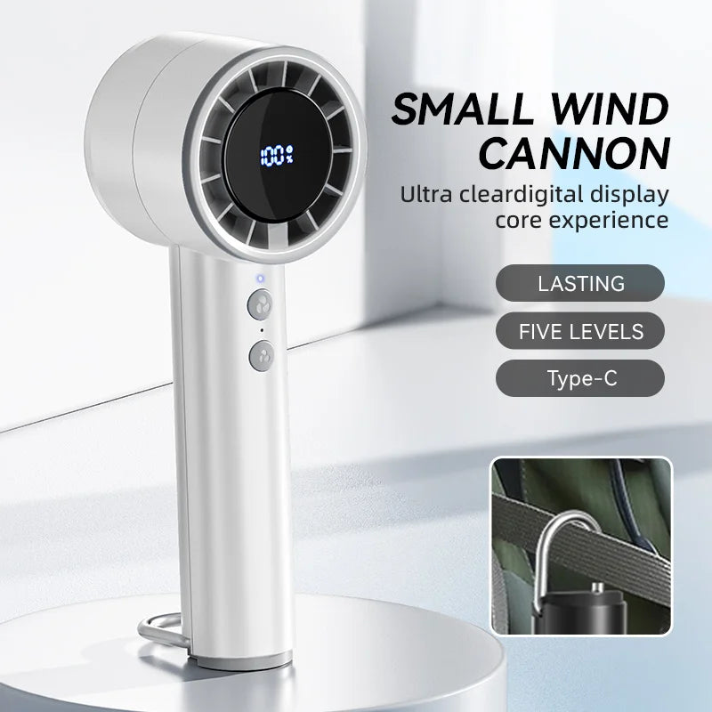 BreezeGo | Mini USB Ventilator | 5 Windstufen | LED-Display | Kompakt & Leicht