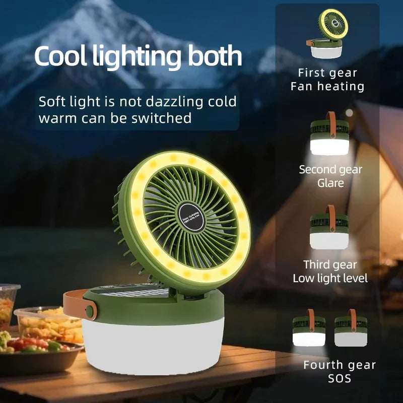 BreezeLight | Faltbare Solar-Campinglaterne mit Ventilator | 2-in-1 Zeltlampe & Kühlventilator