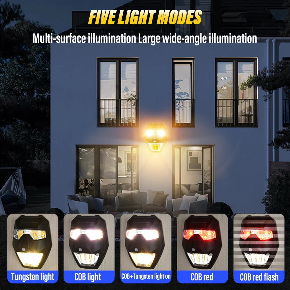 LumoLite | Solar Wandleuchte Außen | Bewegungsmelder 5 Lichtmodi | IPX4 Wetterfest