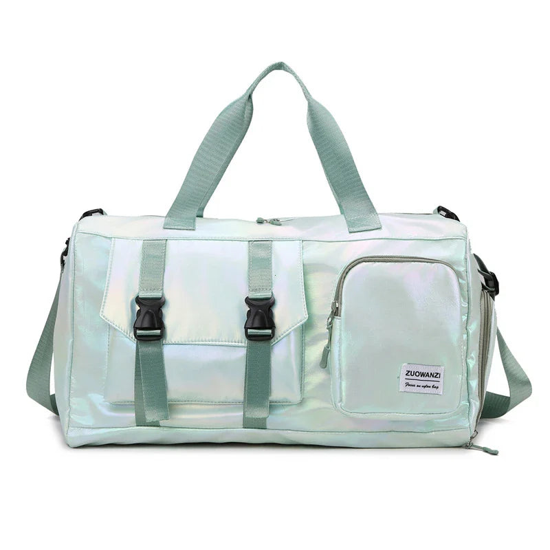 HoloTravel Holografische Reisetasche | Integriertes Schuhfach | Stylisches Design | Geräumig & Organisiert | Wasserabweisend | Perfekt für Reisen